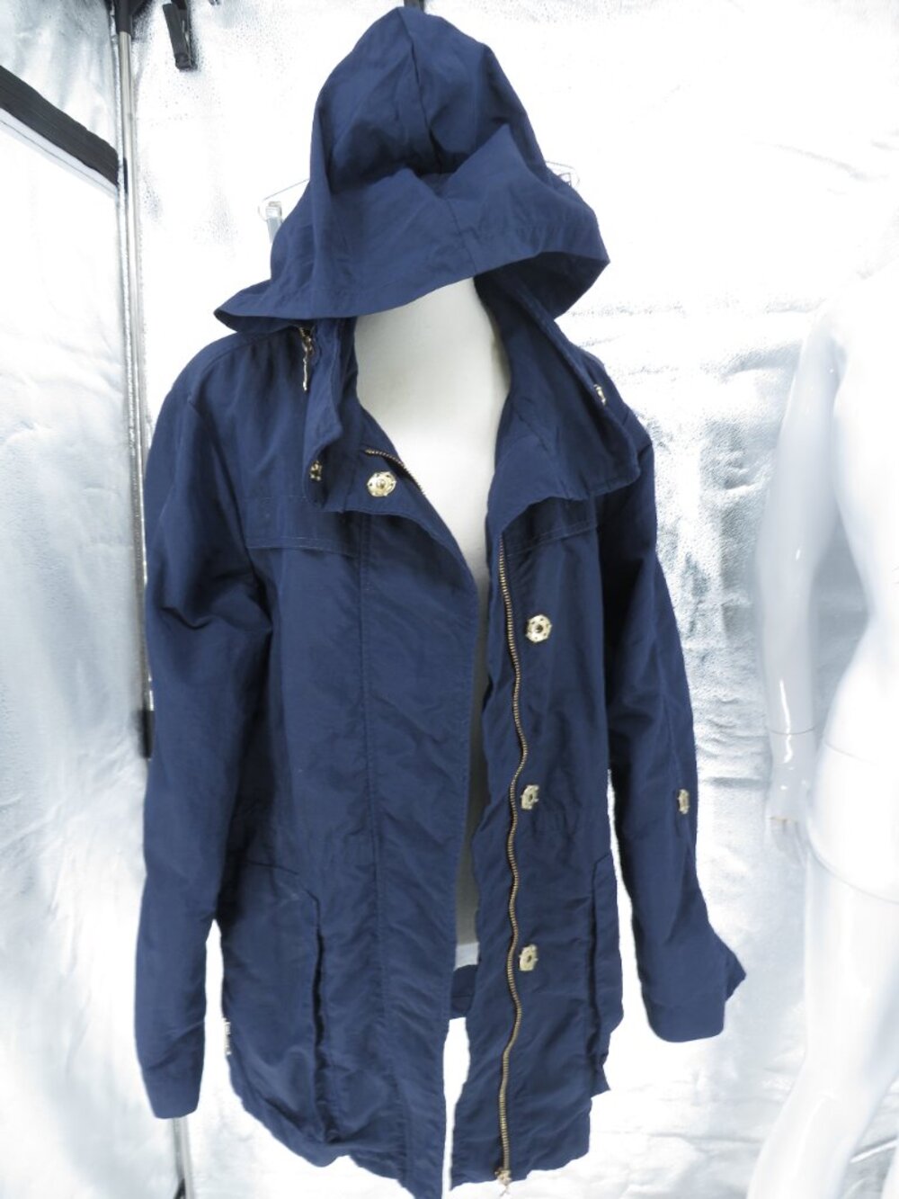 The Fillmore Navy Blue Hooded Utility Jacket Size Med Field Parka Coat Rainwear